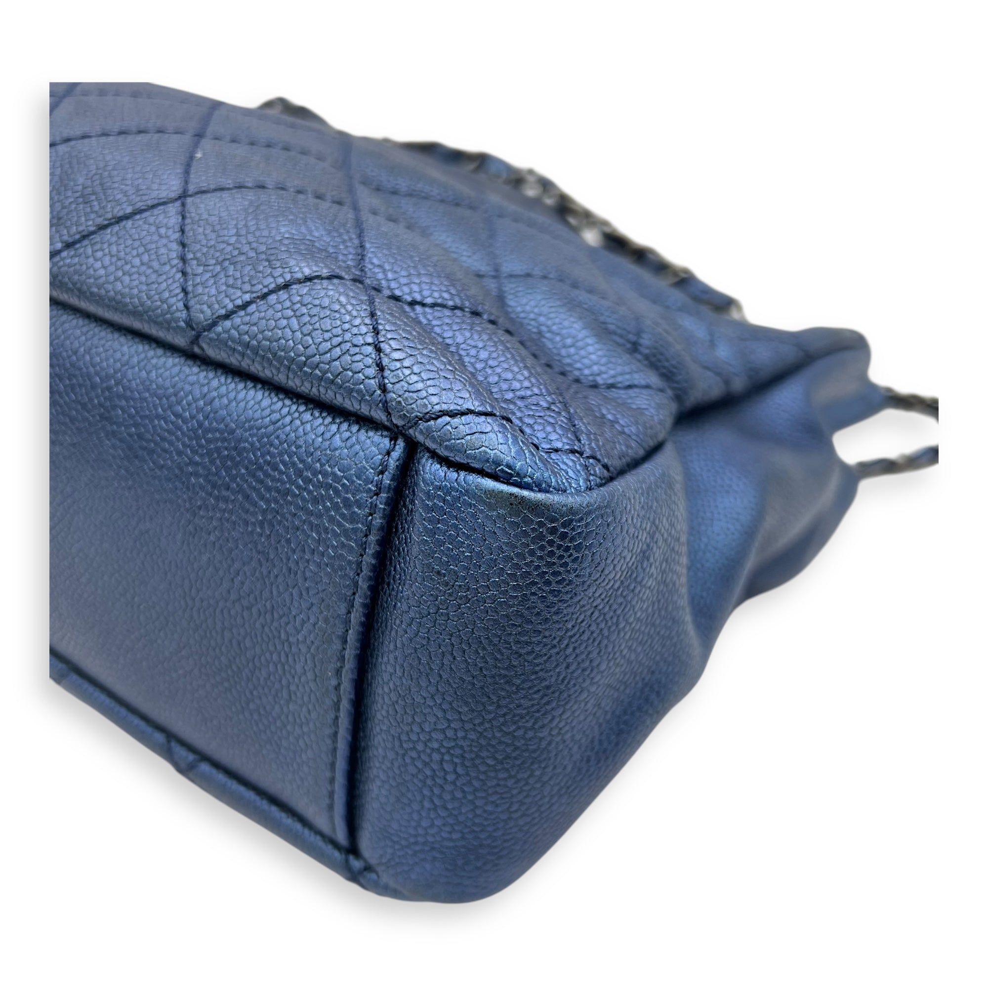 Chanel Others Tote Bag Blue in Caviar Leather, Ruthenium hardware_12