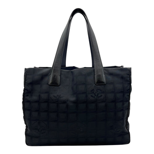 Chanel Travel Line Tote Bag Black in Canvas, Silver hardware_1