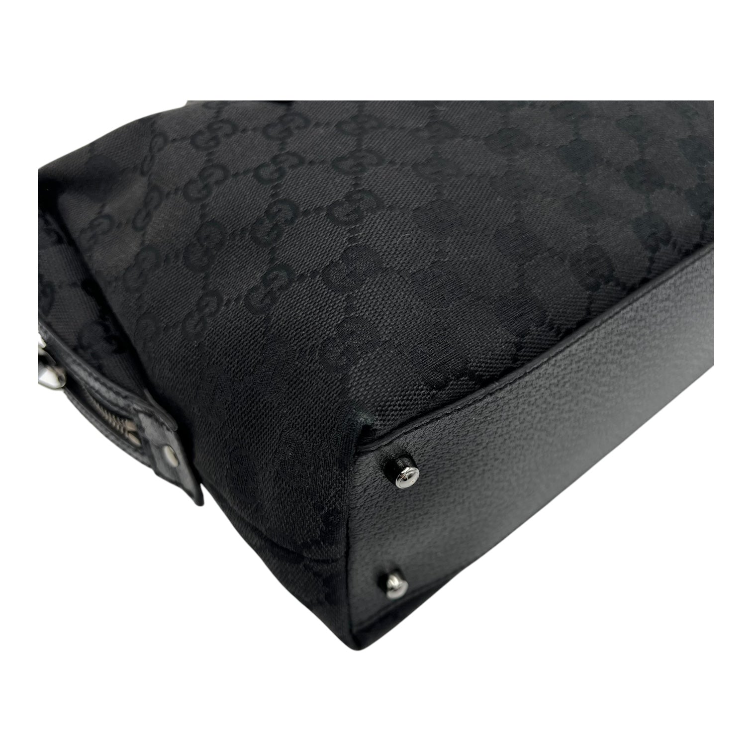 Gucci GG Top Handle Bag Black in Canvas, Silver hardware_11