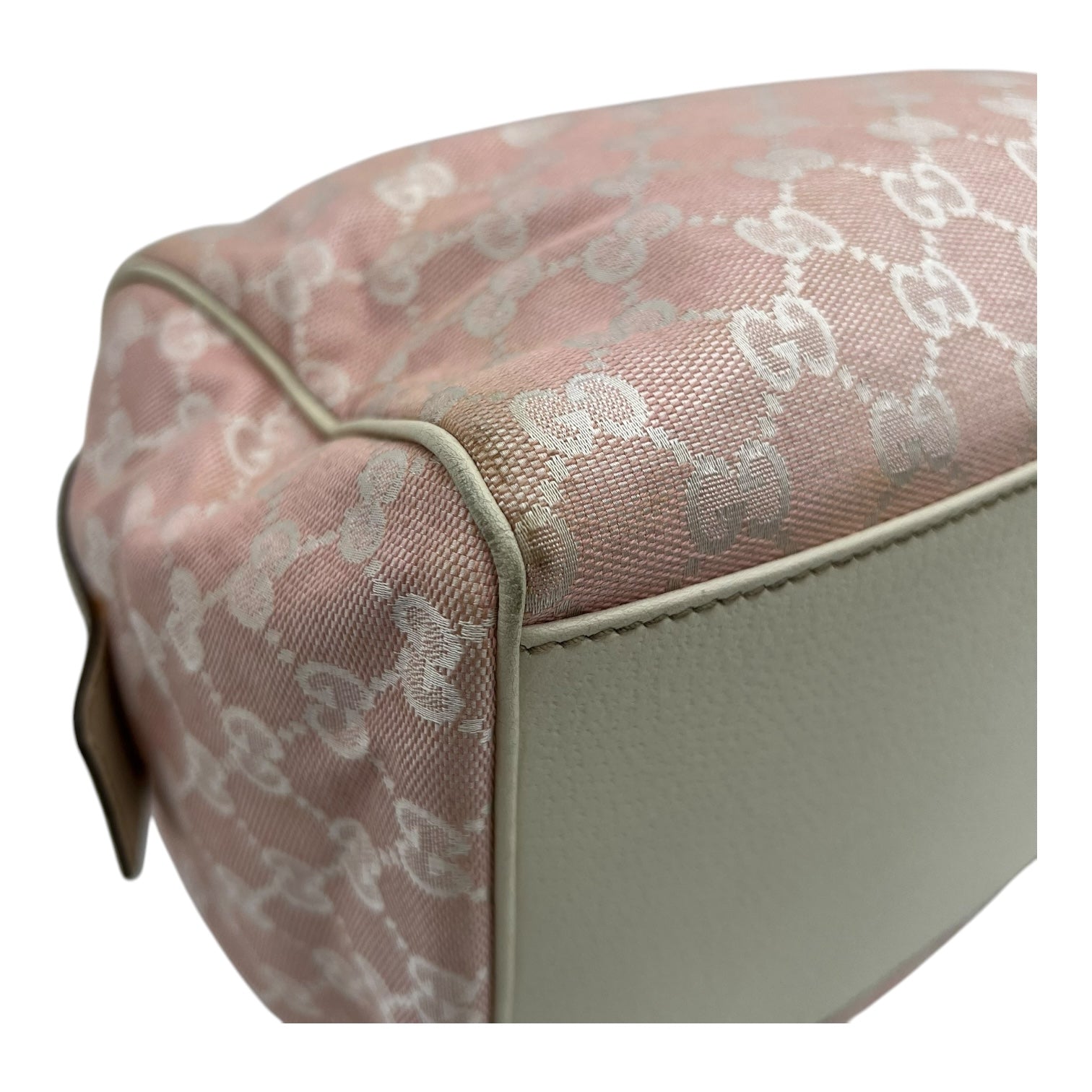Gucci GG Top Handle Bag Pink in Canvas, Light Gold hardware_11