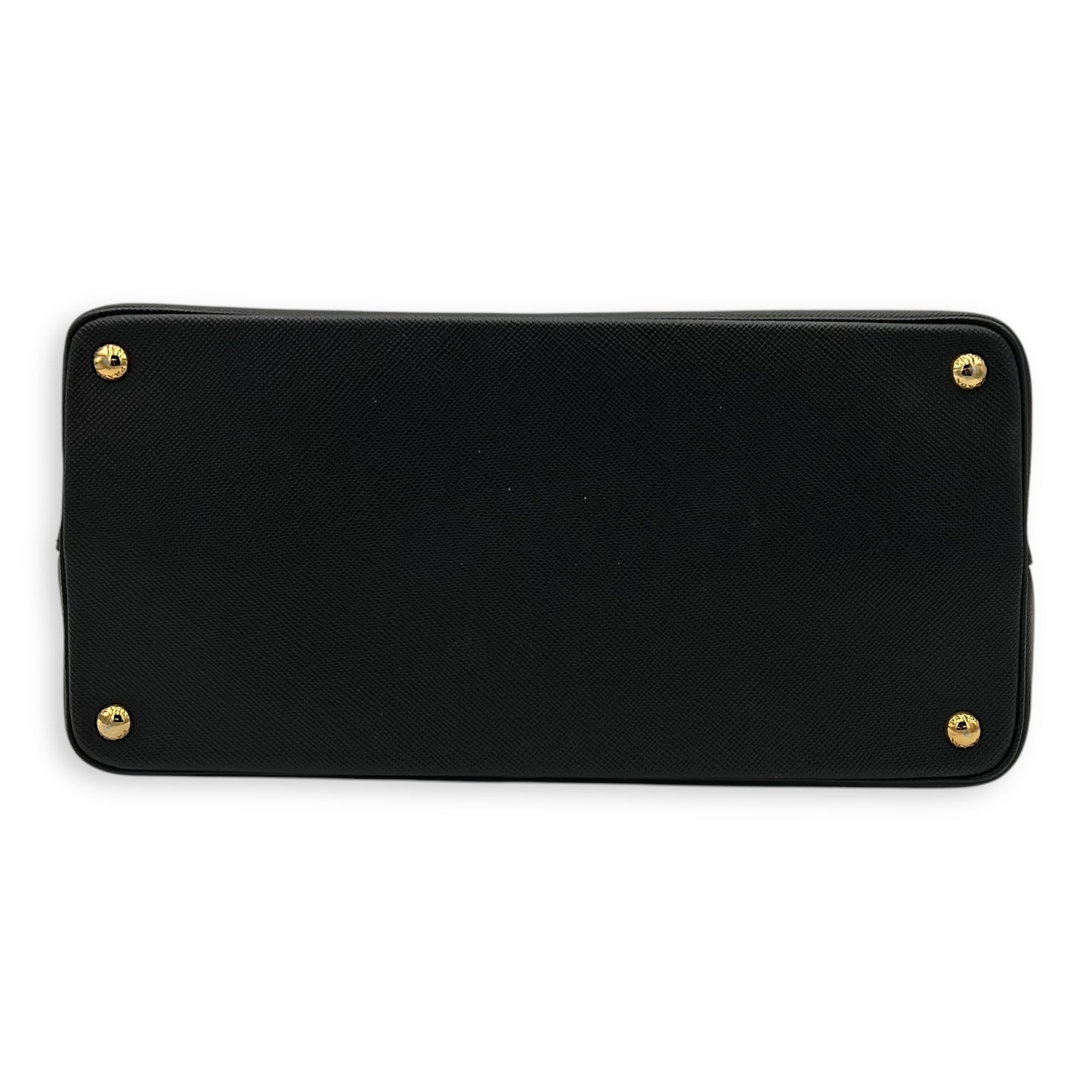 Prada Double Top Handle Bag Black in Saffiano Leather, Gold hardware_5