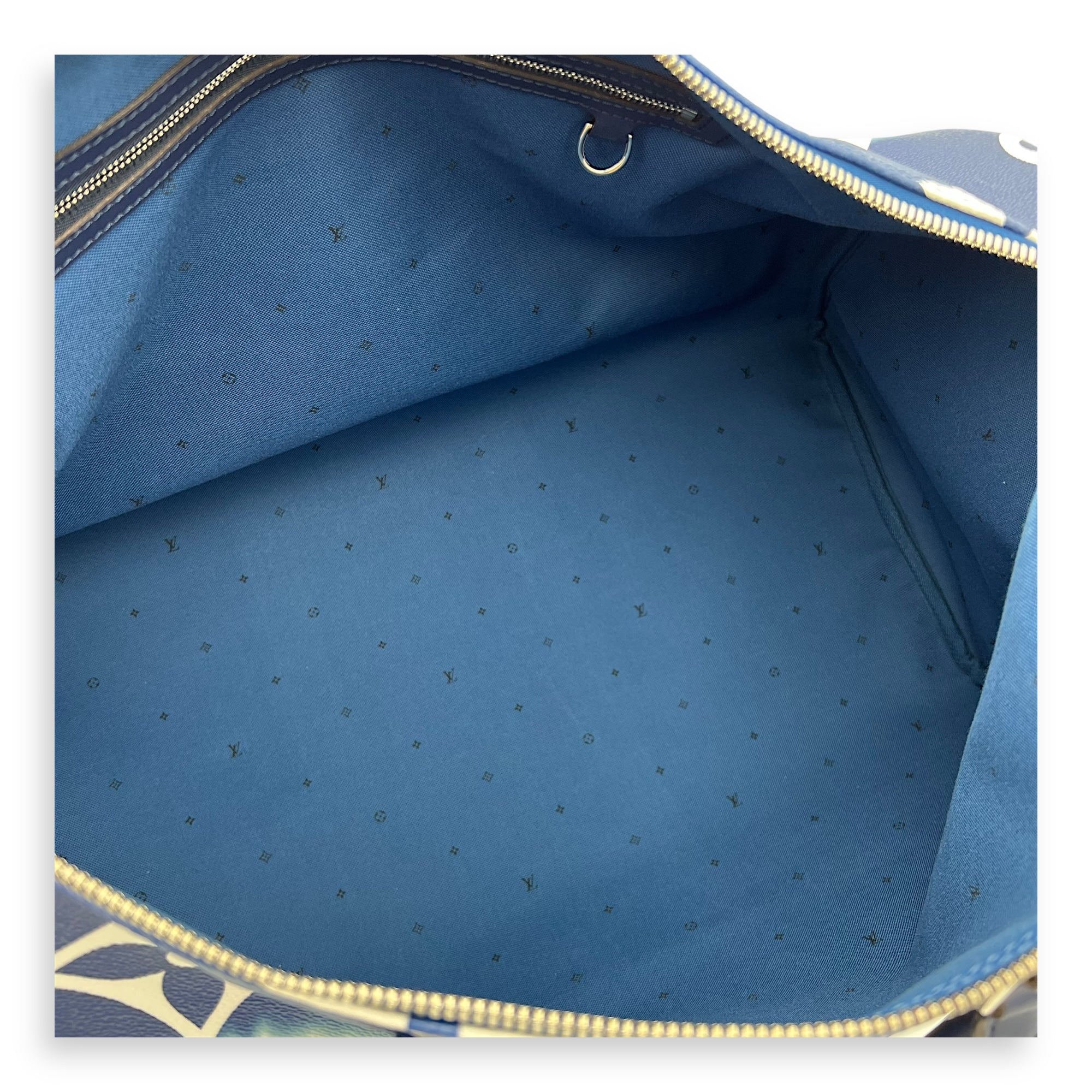 Louis Vuitton Keepall Top Handle Bag 50 Blue in Coated Canvas, Silver hardware_6