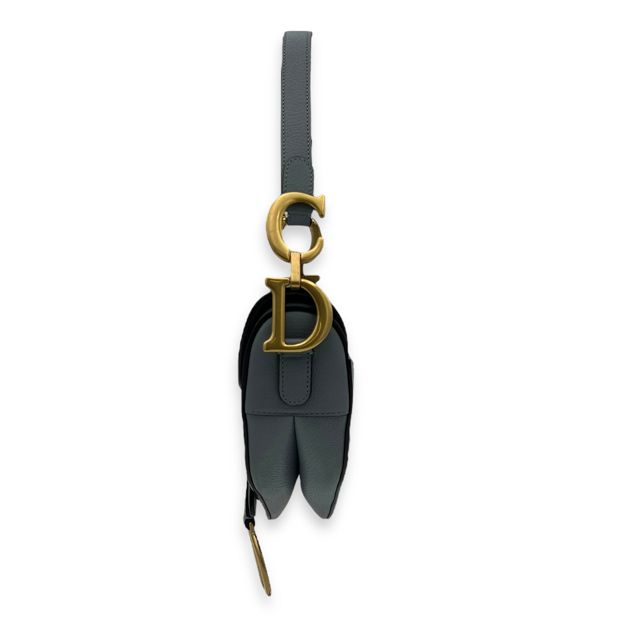 Christian Dior Saddle Shoulder Bag Medium Blue in Calfskin, Gold hardware_3