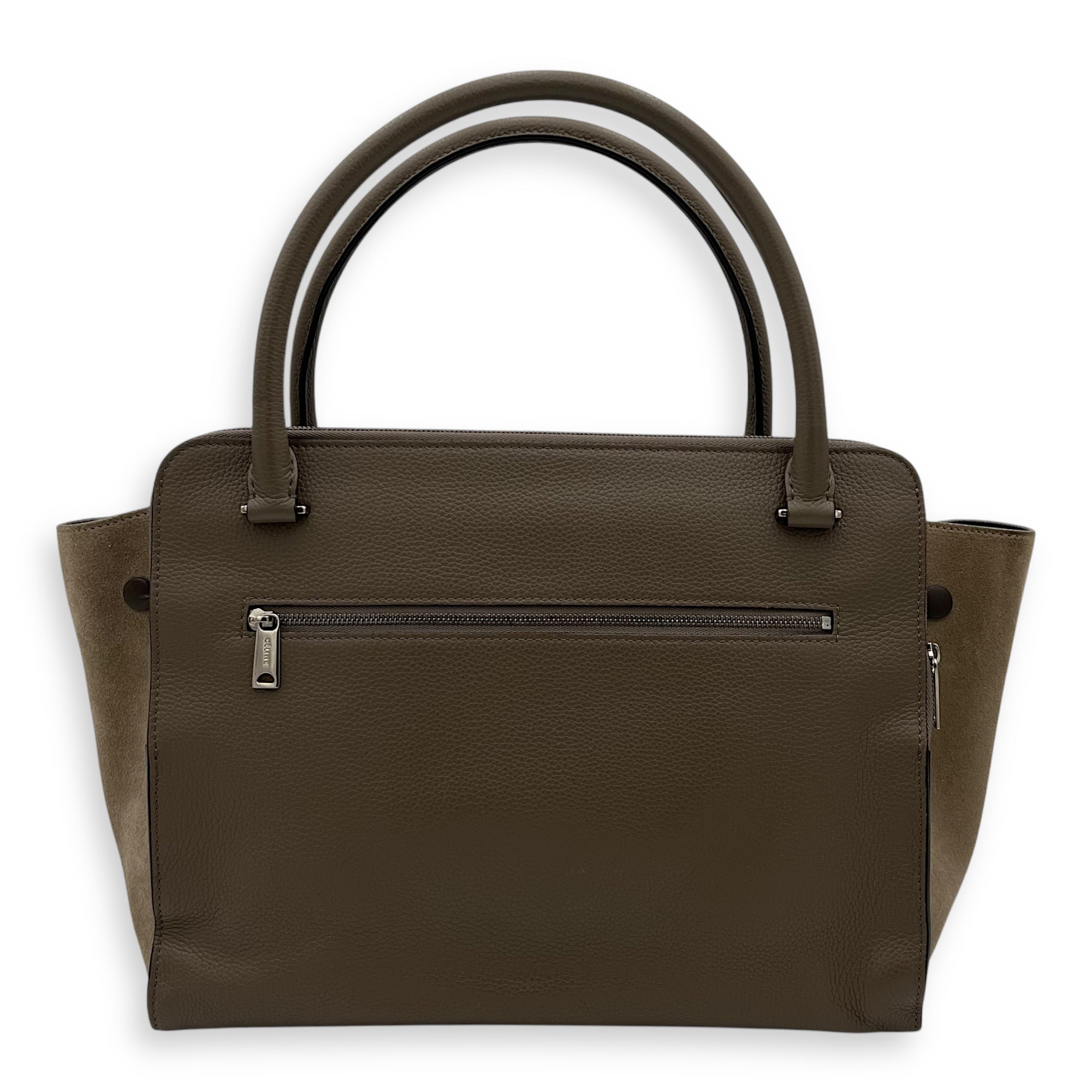 Celine Trapeze Top Handle Bag Brown in Calfskin, Silver hardware_2
