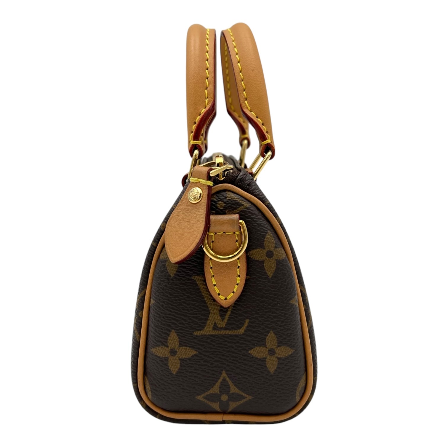 Louis Vuitton Speedy Crossbody Bag Nano Brown in Monogram Coated Canvas, Gold hardware_3