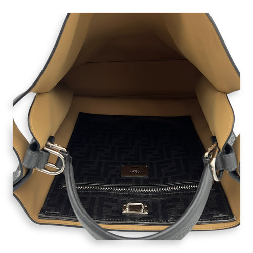 Fendi Peekaboo X-Lite Grey Crossbody Bag in Calfskin, Silver hardware_6