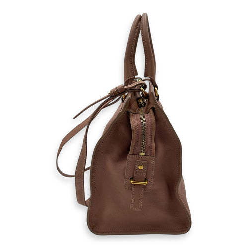 Saint Laurent Cabas Top Handle Bag Pink in Calfskin, Gold hardware_4