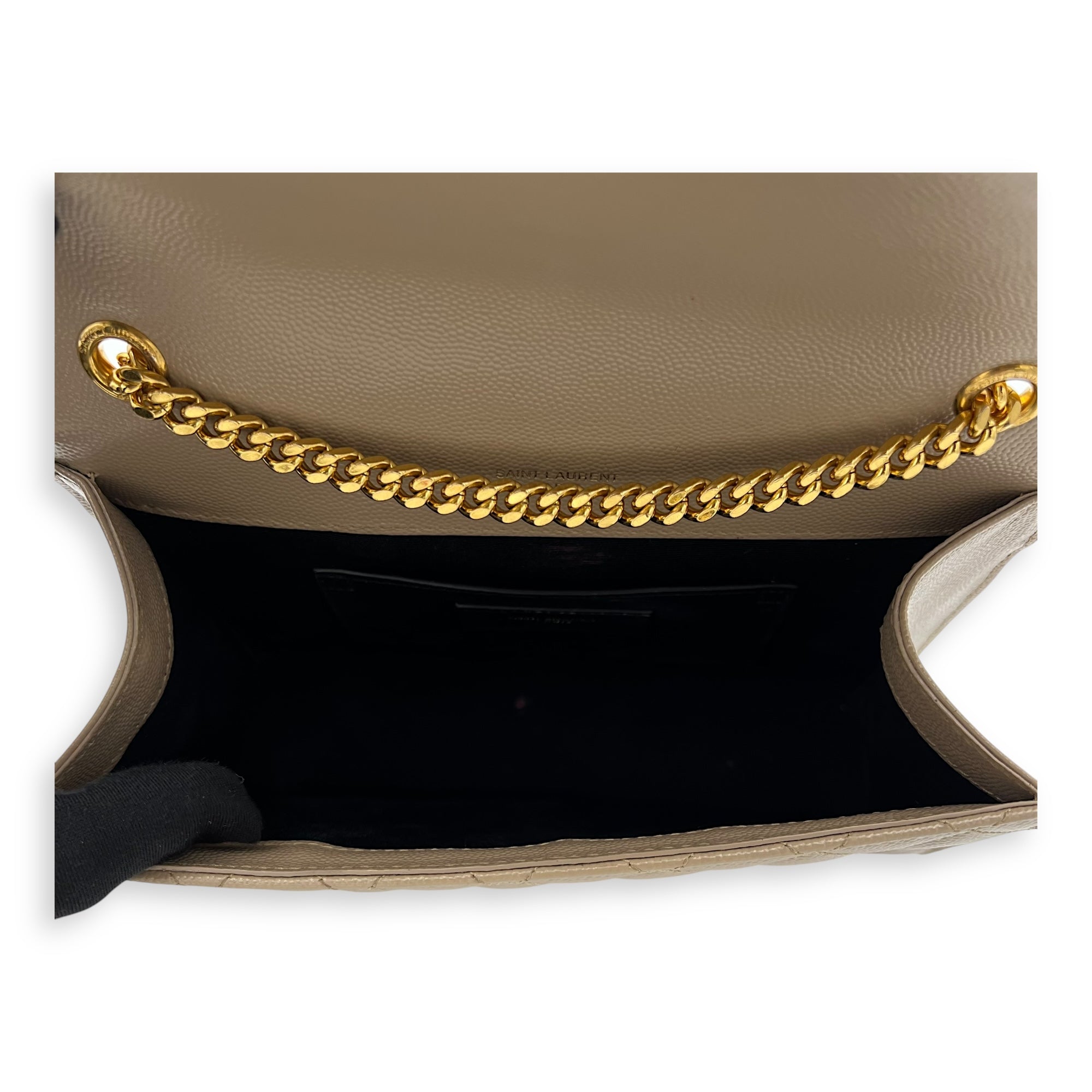 Saint Laurent Envelope Crossbody Bag Small Beige in Calfskin, Gold hardware_6