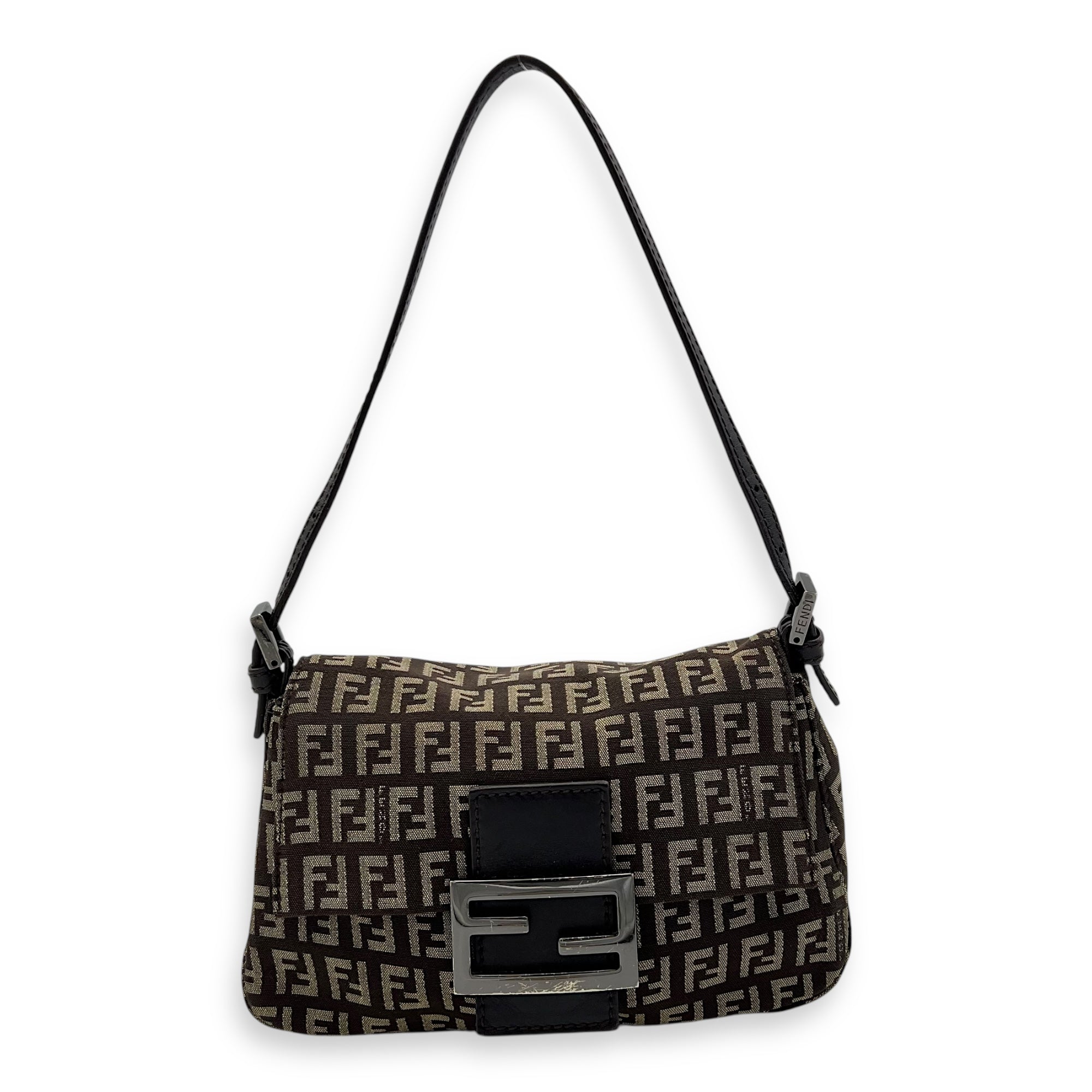 Fendi Zucca Shoulder Bag Brown in Jacquard, Silver hardware_1