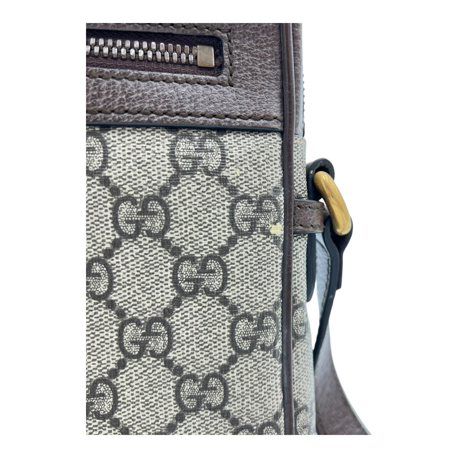 Gucci Ophidia Crossbody Bag Brown in Monogram Coated Canvas, Gold hardware_12
