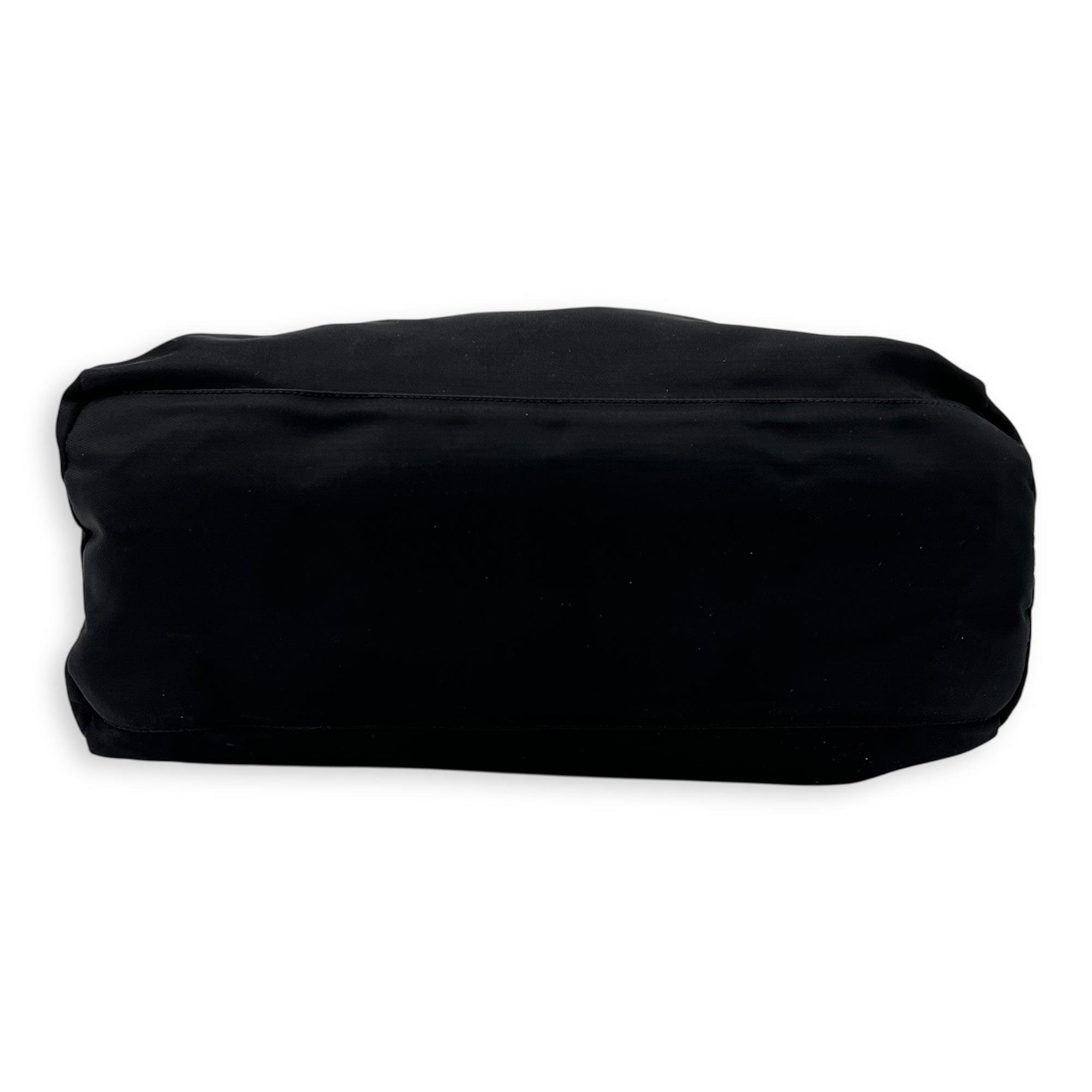 Prada Logo Top Handle Bag Black in Nylon, Silver hardware_5
