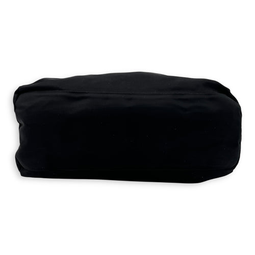 Prada Logo Top Handle Bag Black in Nylon, Silver hardware_5