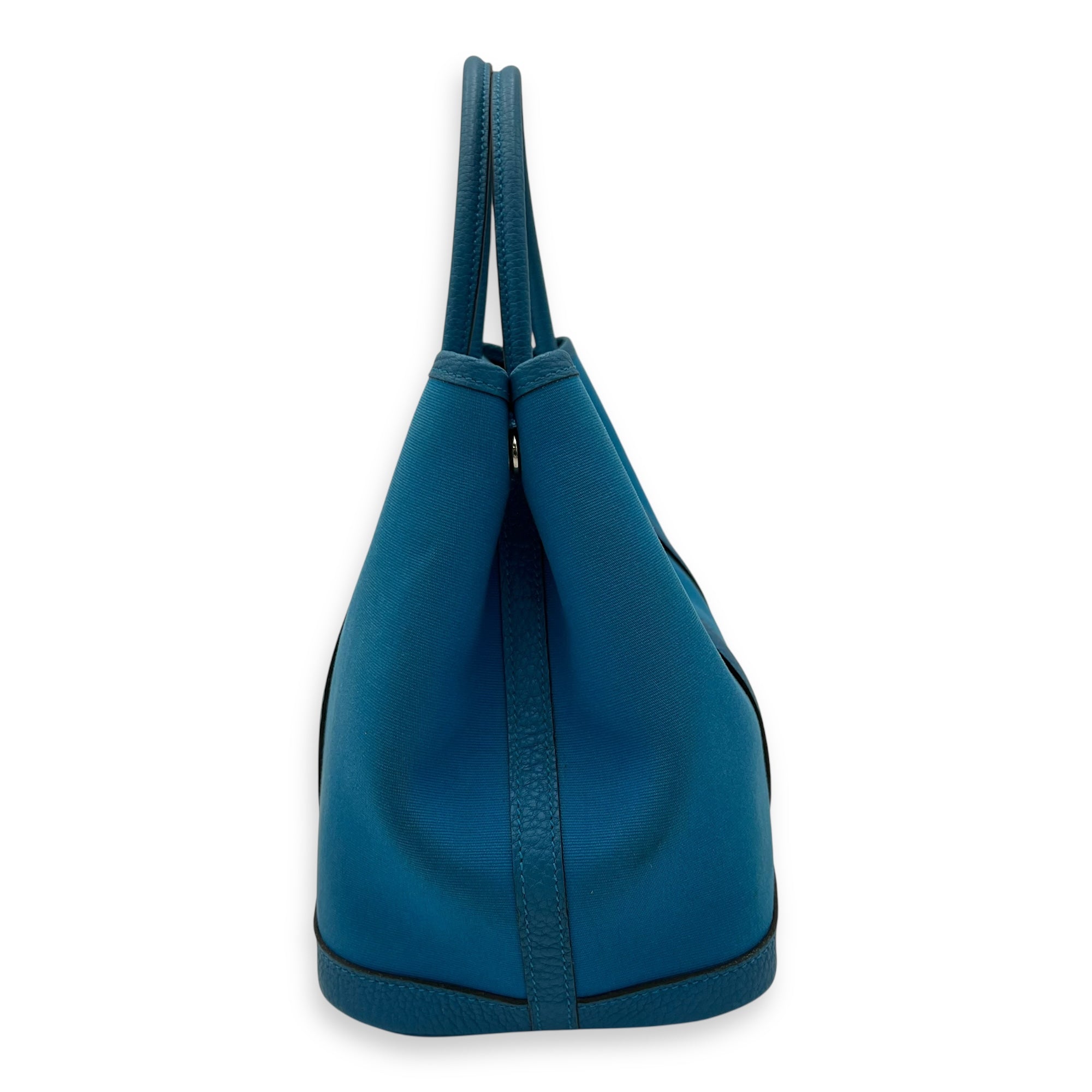 Hermès Garden Party Blue in Canvas, Silver hardware_3