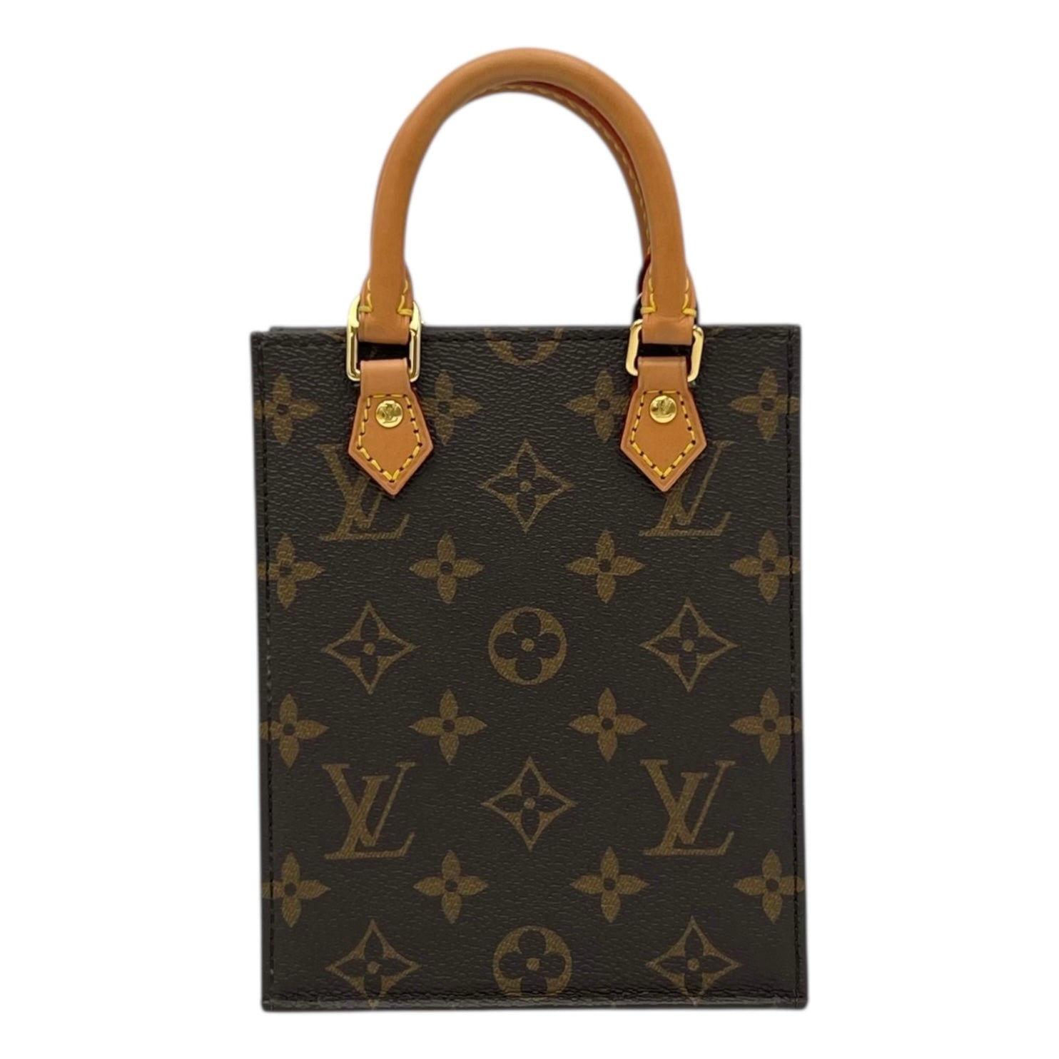 Louis Vuitton Sac Plat Top Handle Bag Brown in Monogram Coated Canvas, Gold hardware_1