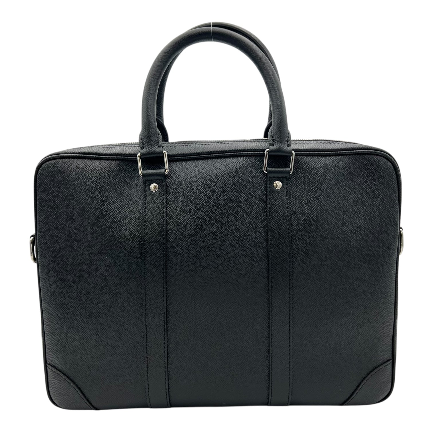 Louis Vuitton Porte Documents Voyage Messenger Black in Calfskin, Silver hardware_2