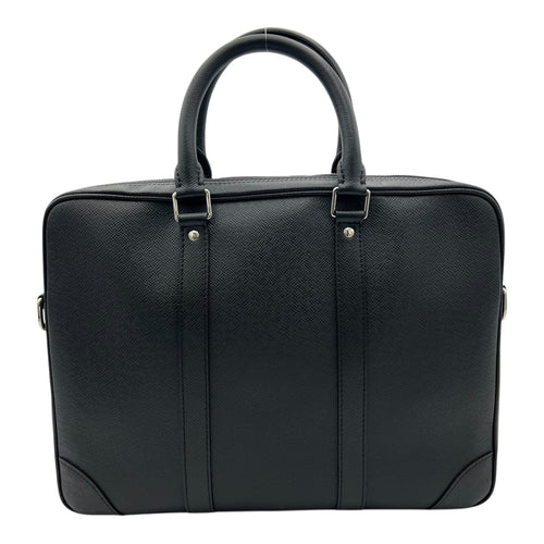 Louis Vuitton Porte Documents Voyage Messenger Black in Calfskin, Silver hardware_2