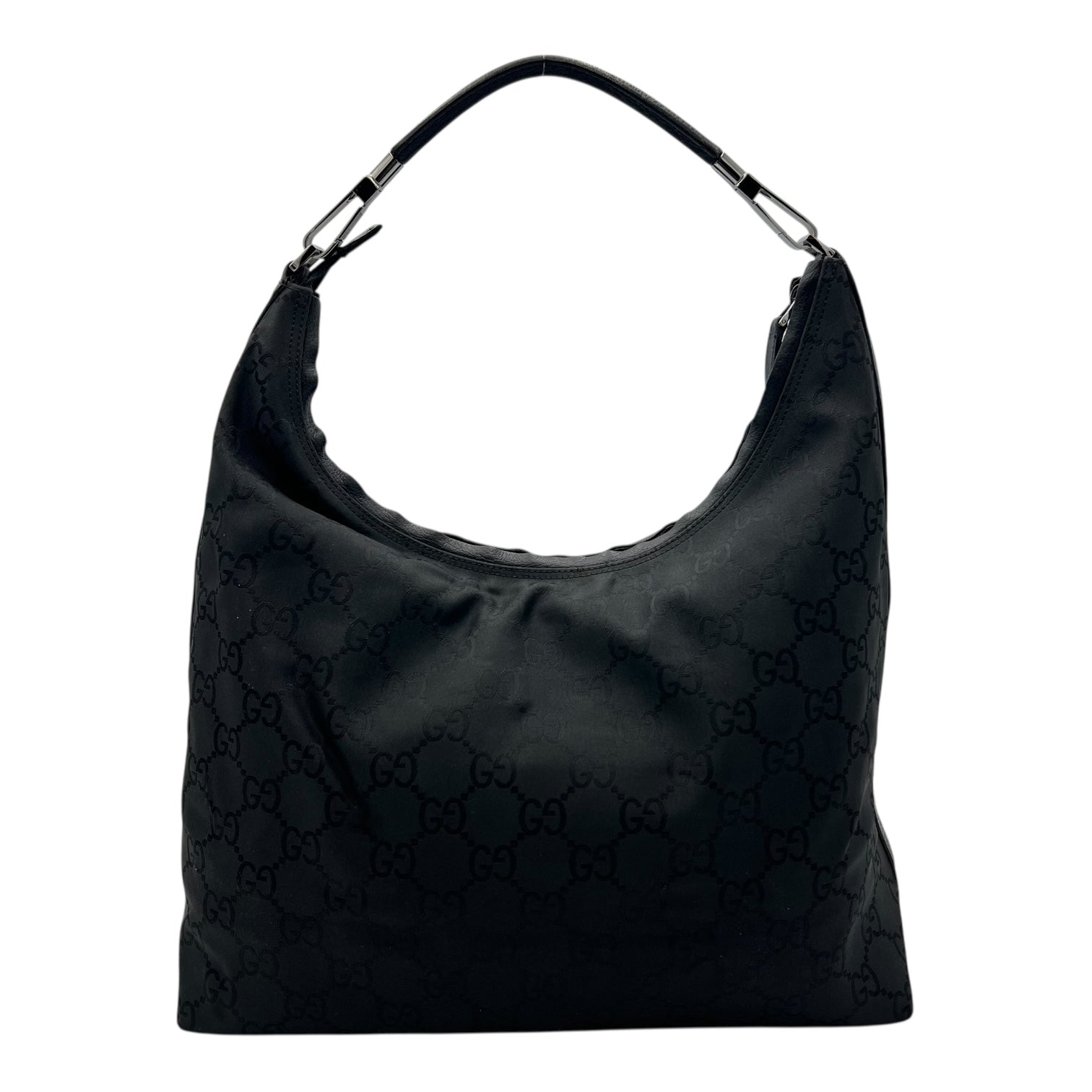 Gucci GG Shoulder Bag Black in Nylon, Silver hardware_2