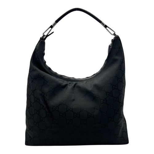 Gucci GG Shoulder Bag Black in Nylon, Silver hardware_2