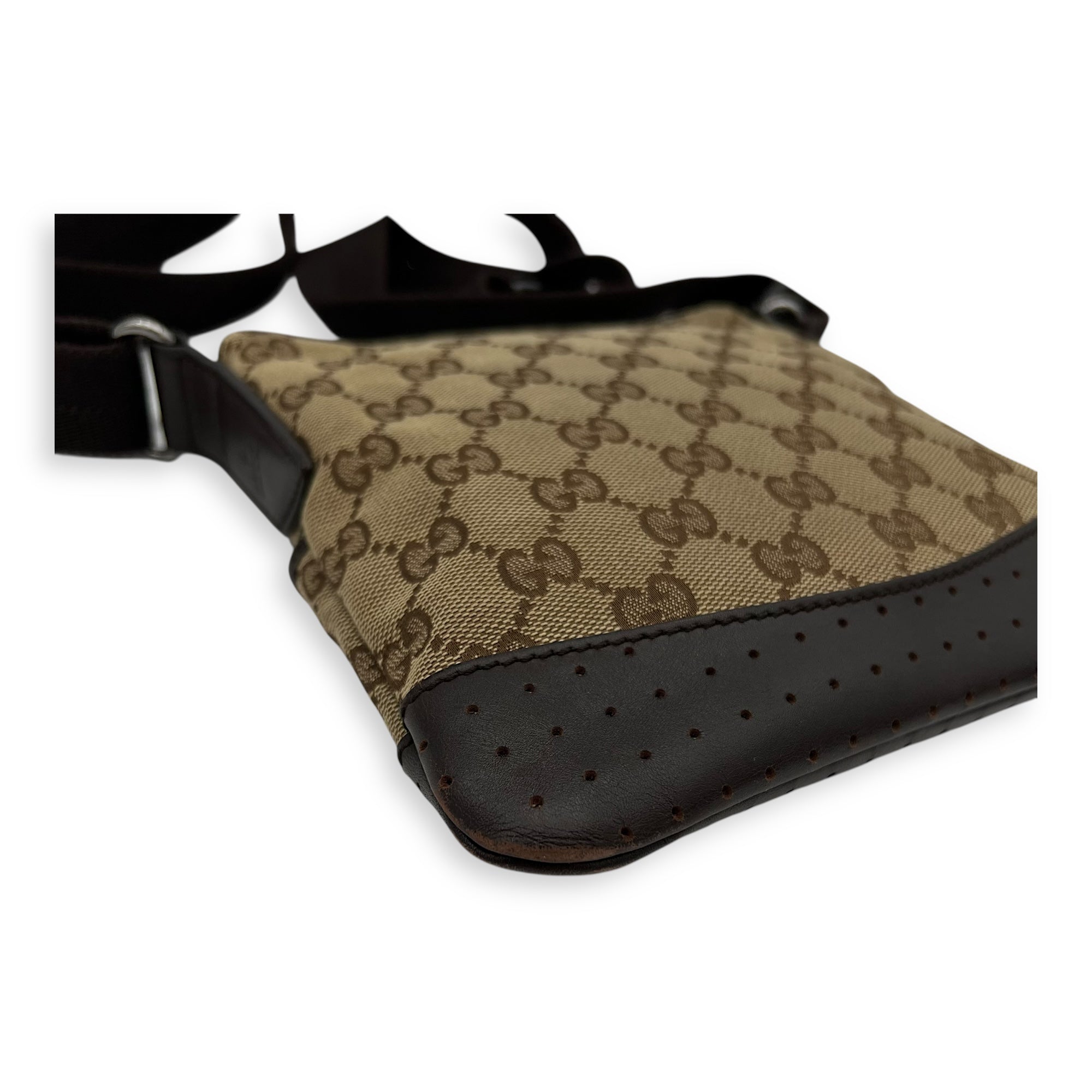Gucci GG Crossbody Bag Brown in Canvas, Silver hardware_10