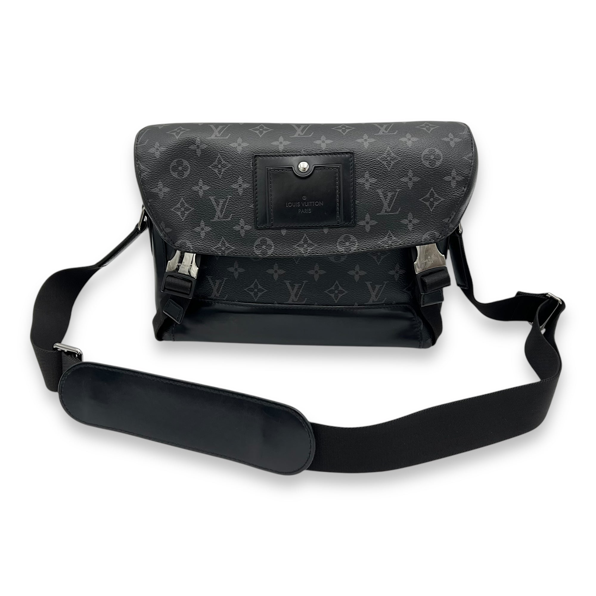 Louis Vuitton Voyager Messenger MM Black in Canvas, Silver hardware_9