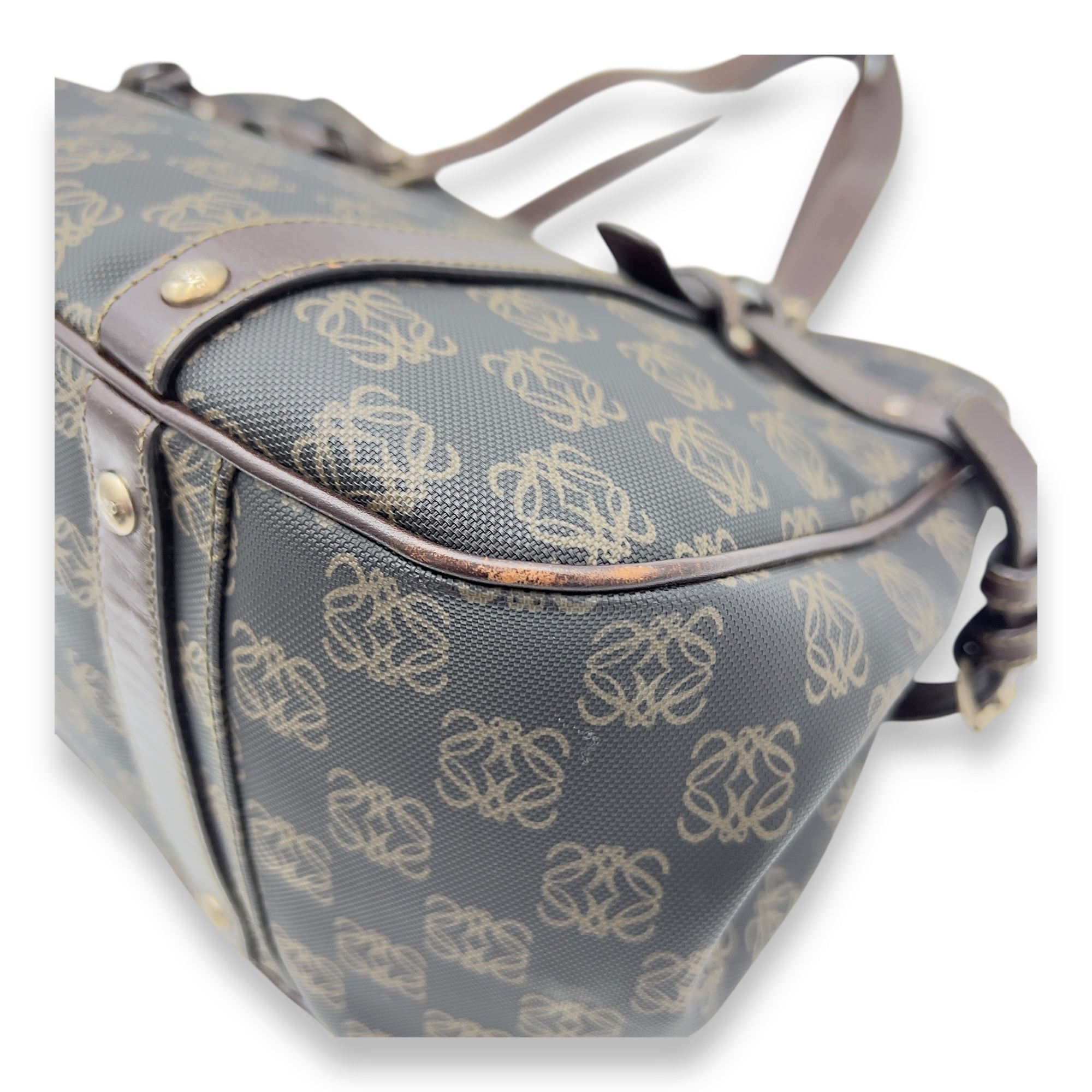 Loewe Anagram Brown Tote Bag in Coated Canvas, Gold hardware_12