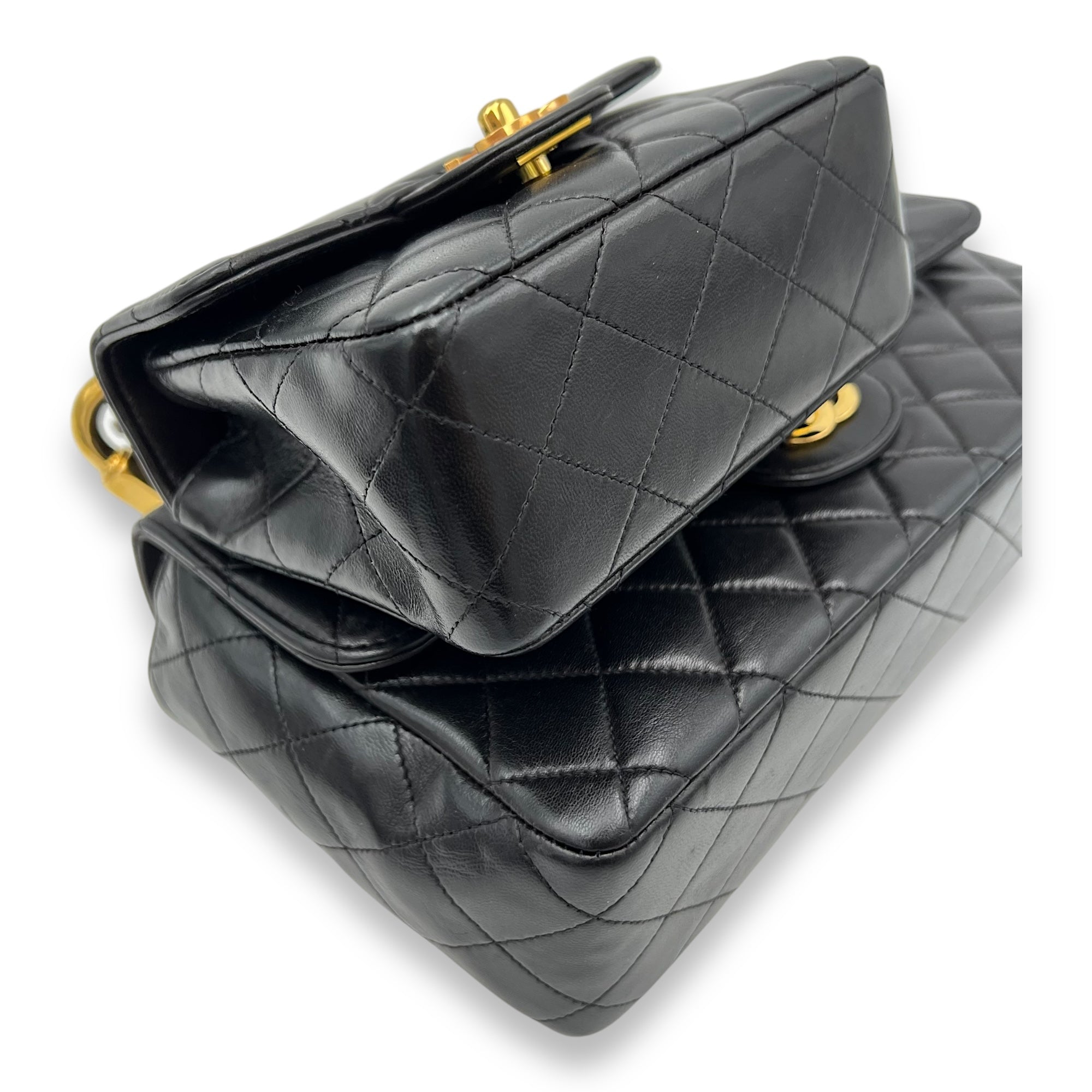 Chanel Parent Child Top Handle Bag Black in Lambskin, Gold hardware_6