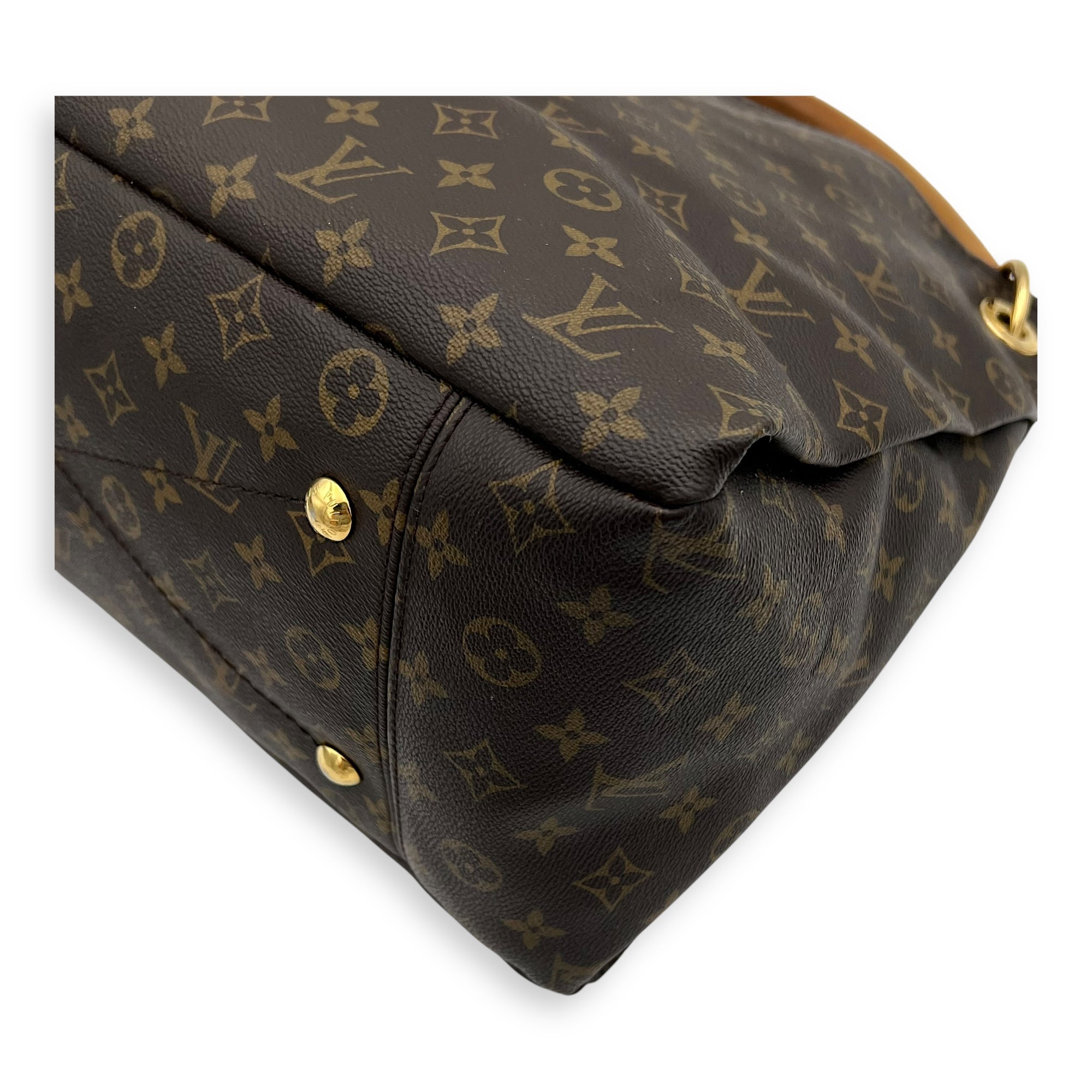 Louis Vuitton Artsy Top Handle Bag MM Brown in Monogram Coated Canvas, Gold hardware_11