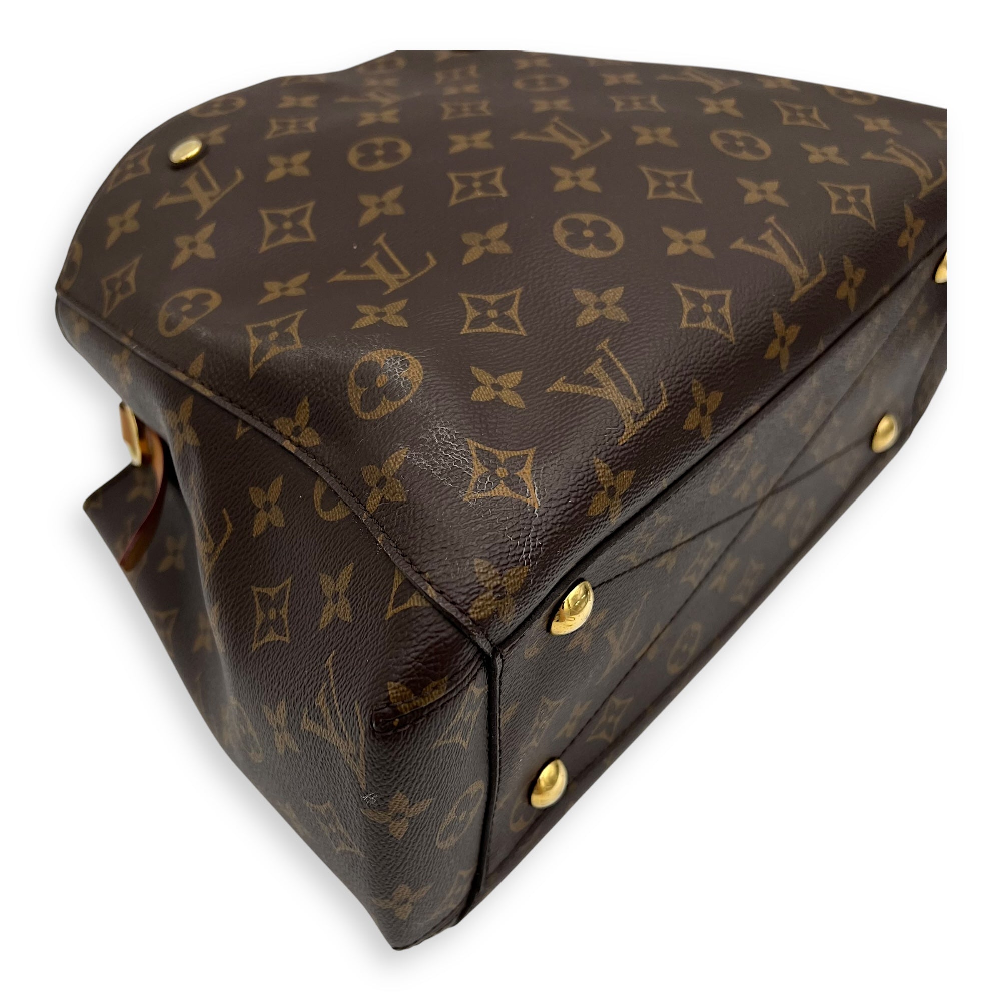 Louis Vuitton Montaigne Top Handle Bag MM Brown in Monogram Coated Canvas, Gold hardware_9