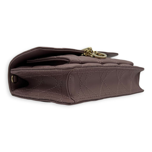 Dior Lady Dior chain pouch Crossbody Bag Pink in Calfskin, Gold hardware_8
