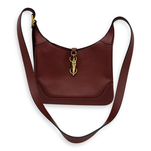 Hermès Trim Duo 24 Rouge H Shoulder Bag in Evercolor, Gold hardware_10