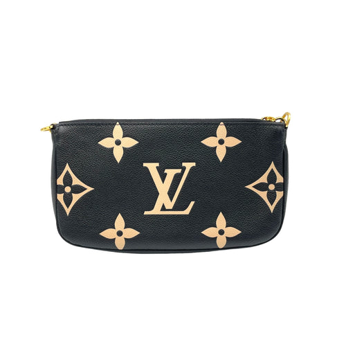 Multi-Pochette Accessoires Black Crossbody Bag in Monogram Empreinte Leather, Gold hardware