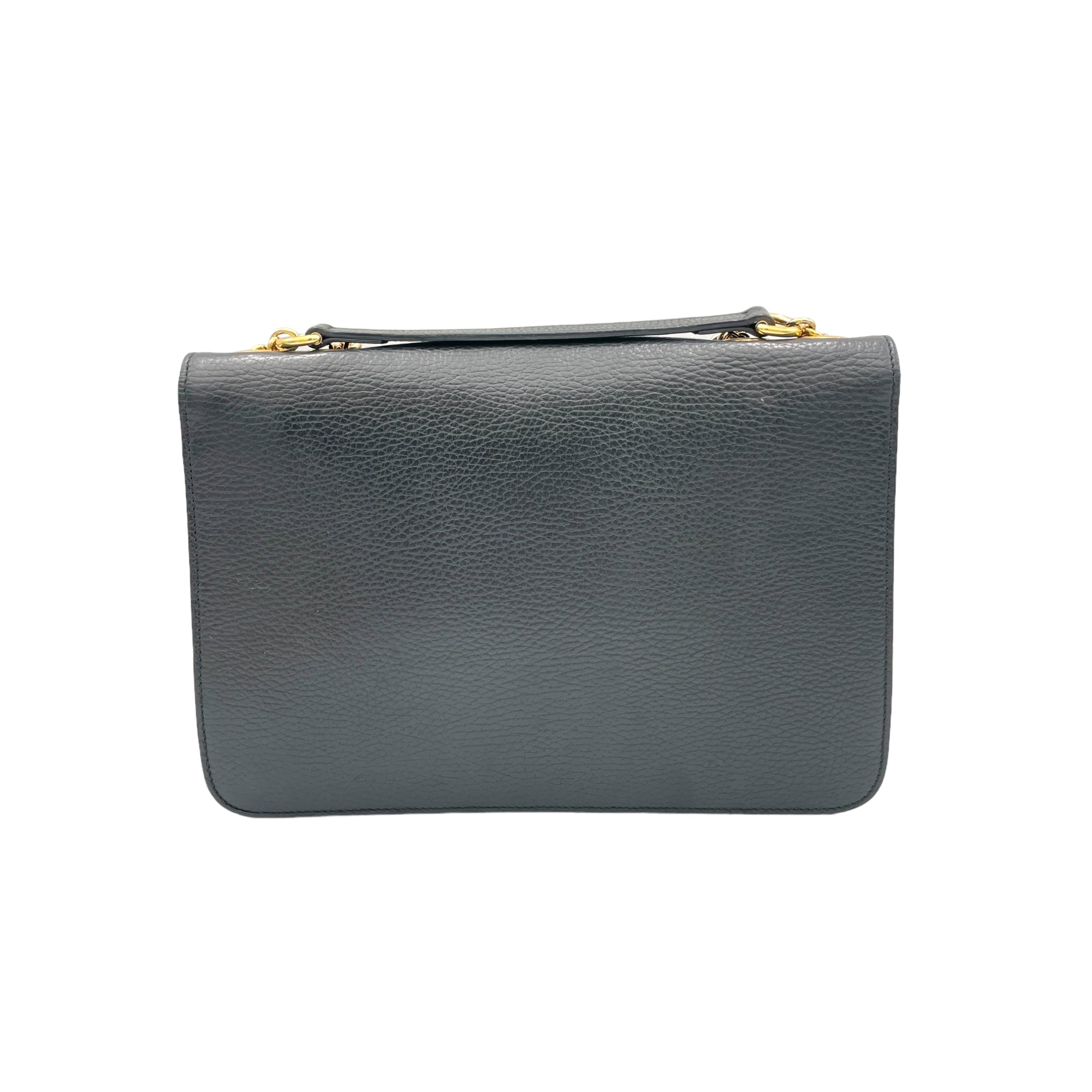 Interlocking G Black Shoulder Bag in Calfskin, Gold hardware