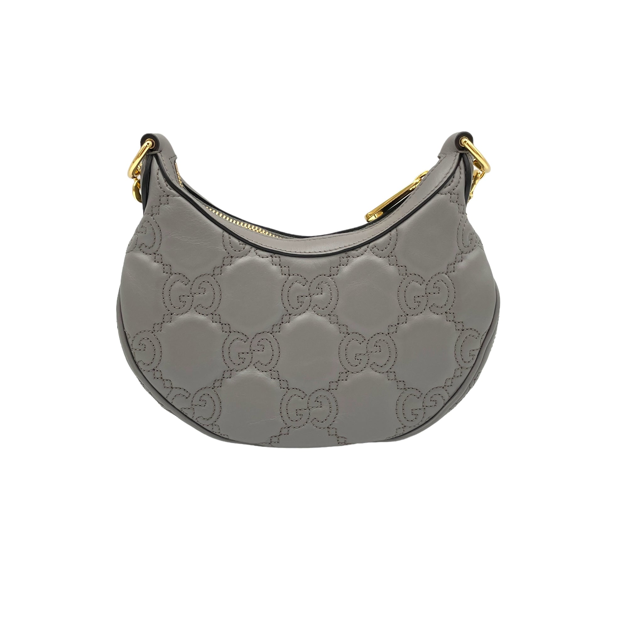 Matelassé Grey Shoulder Bag in Calfskin, Gold hardware