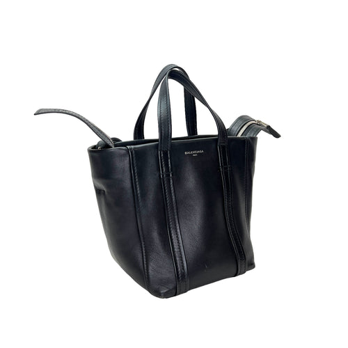 Laundry Cabas Black Top Handle Bag in Calfskin, Silver hardware