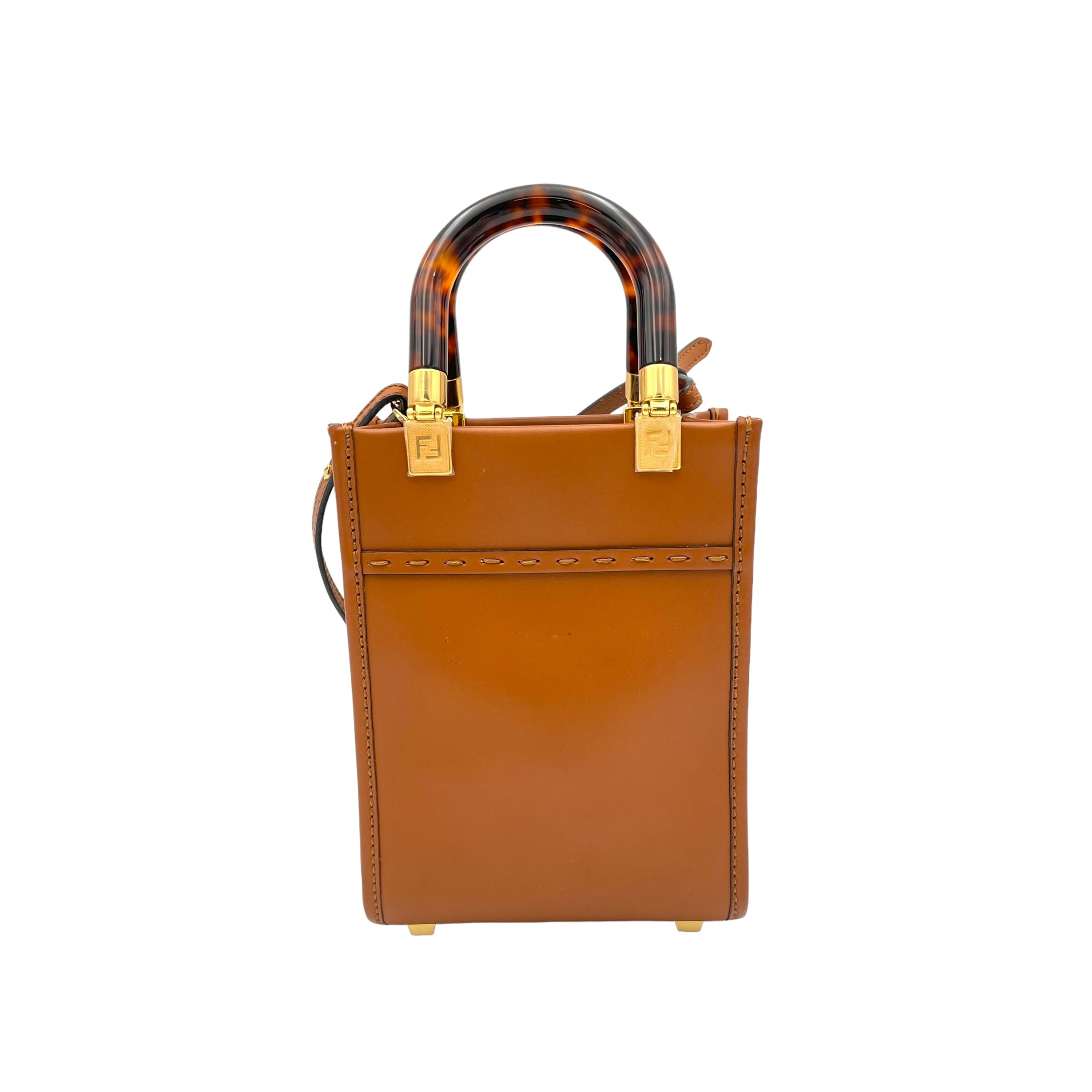 ☆FENDI☆ Mini SUNSHINE Shopper 2wayバッグ BROWN♪ Fendi Sunshine Shopper Mini Brown Top Handle Bag in Calfskin