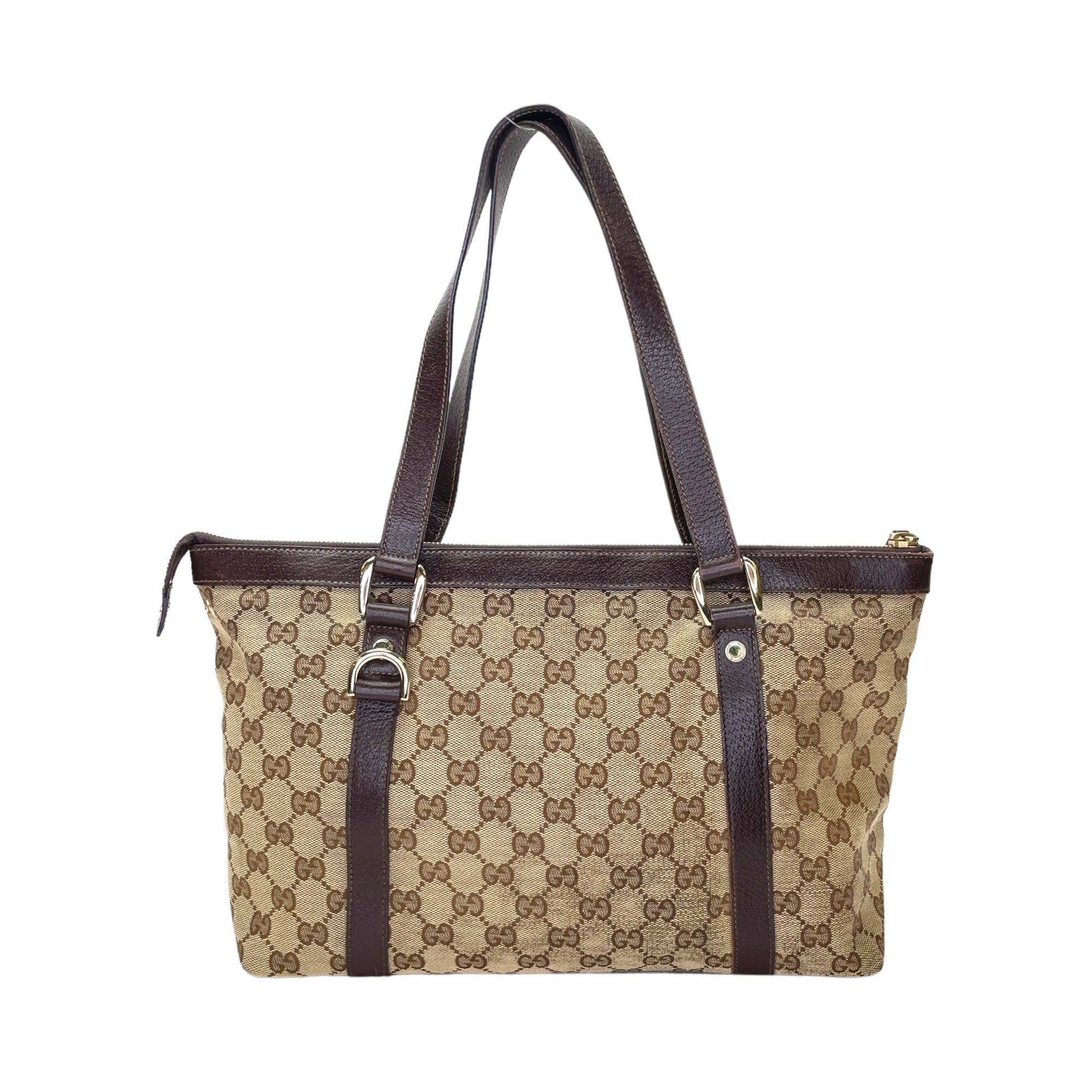 GG Supreme Brown Shoulder Bag in Canvas, Gold hardware