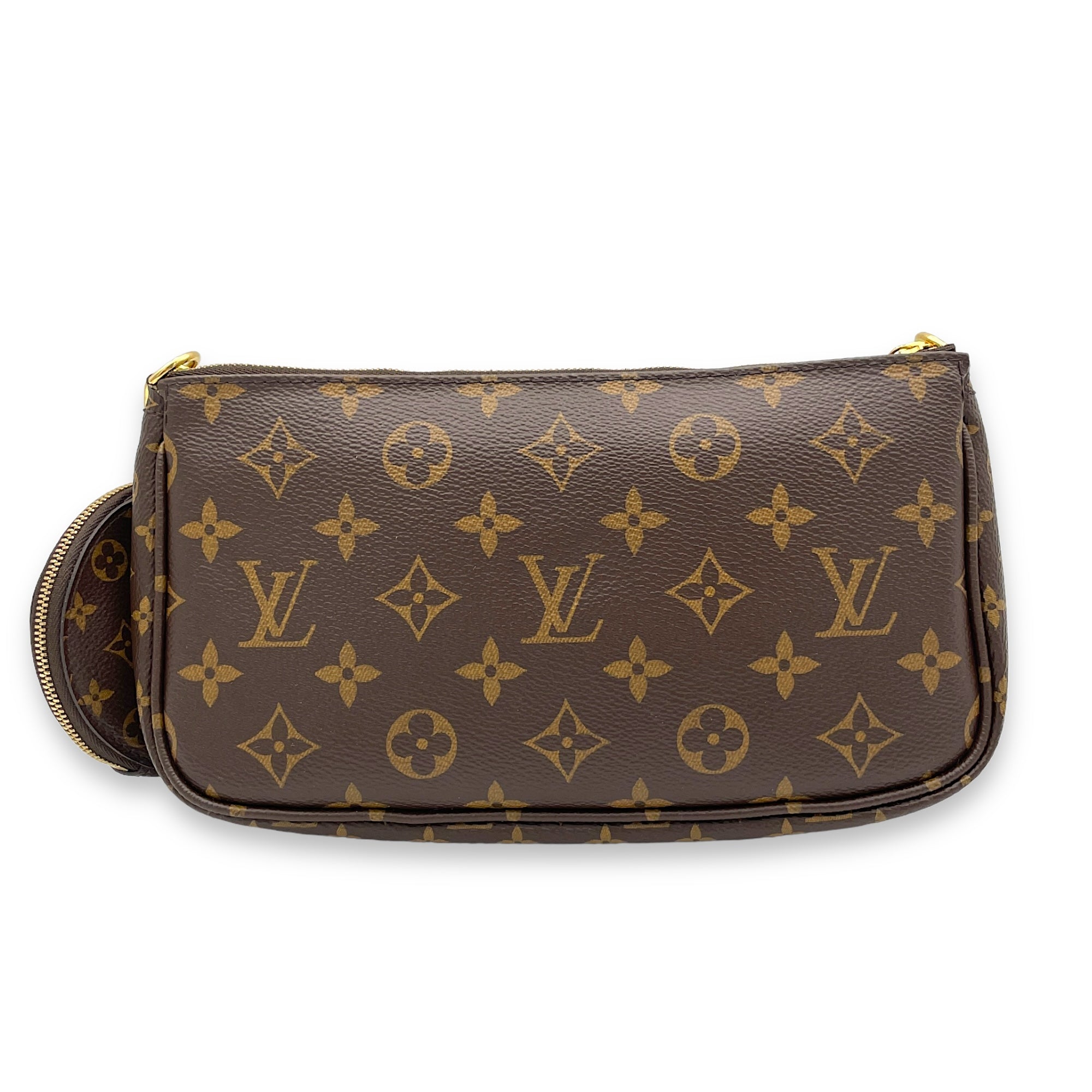 Multi-Pochette Accessoires Crossbody Bag Brown in Monogram Coated Canvas, Gold hardware