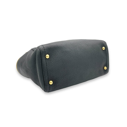 Gancini Top Handle Bag Black in Calfskin, Gold hardware