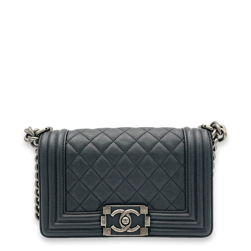 Boy Crossbody Bag Small Black in Calfskin, Ruthenium hardware