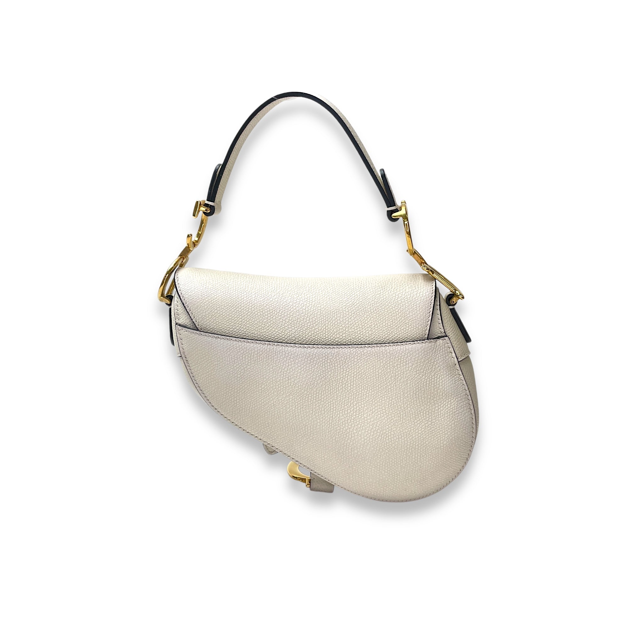 Saddle Top Handle Bag Mini White in Calfskin, Gold hardware