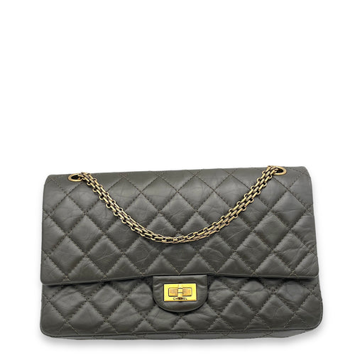 2.55 Shoulder Bag Black in Calfskin, Gold hardware