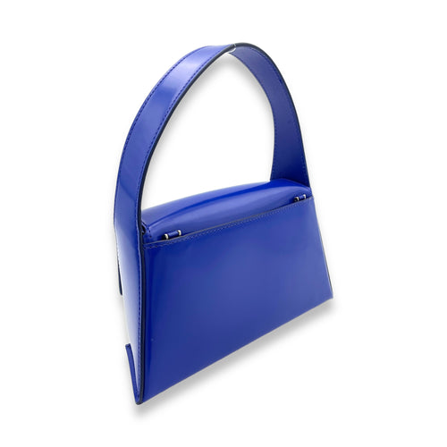 Prisma Blue Top Handle Bag in Calfskin, Silver hardware