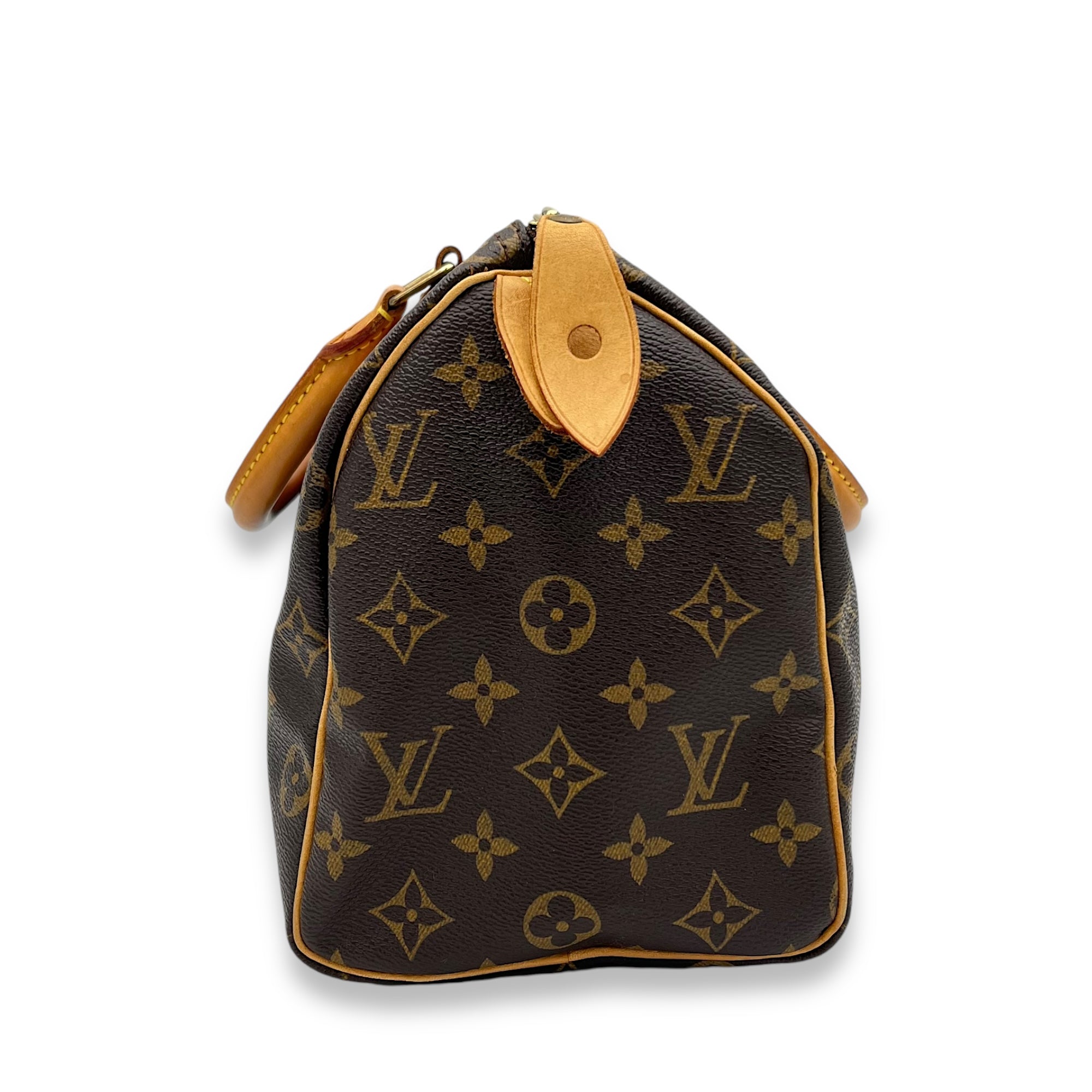 Speedy Top Handle Bag 25 Brown in Monogram Coated Canvas, Gold hardware