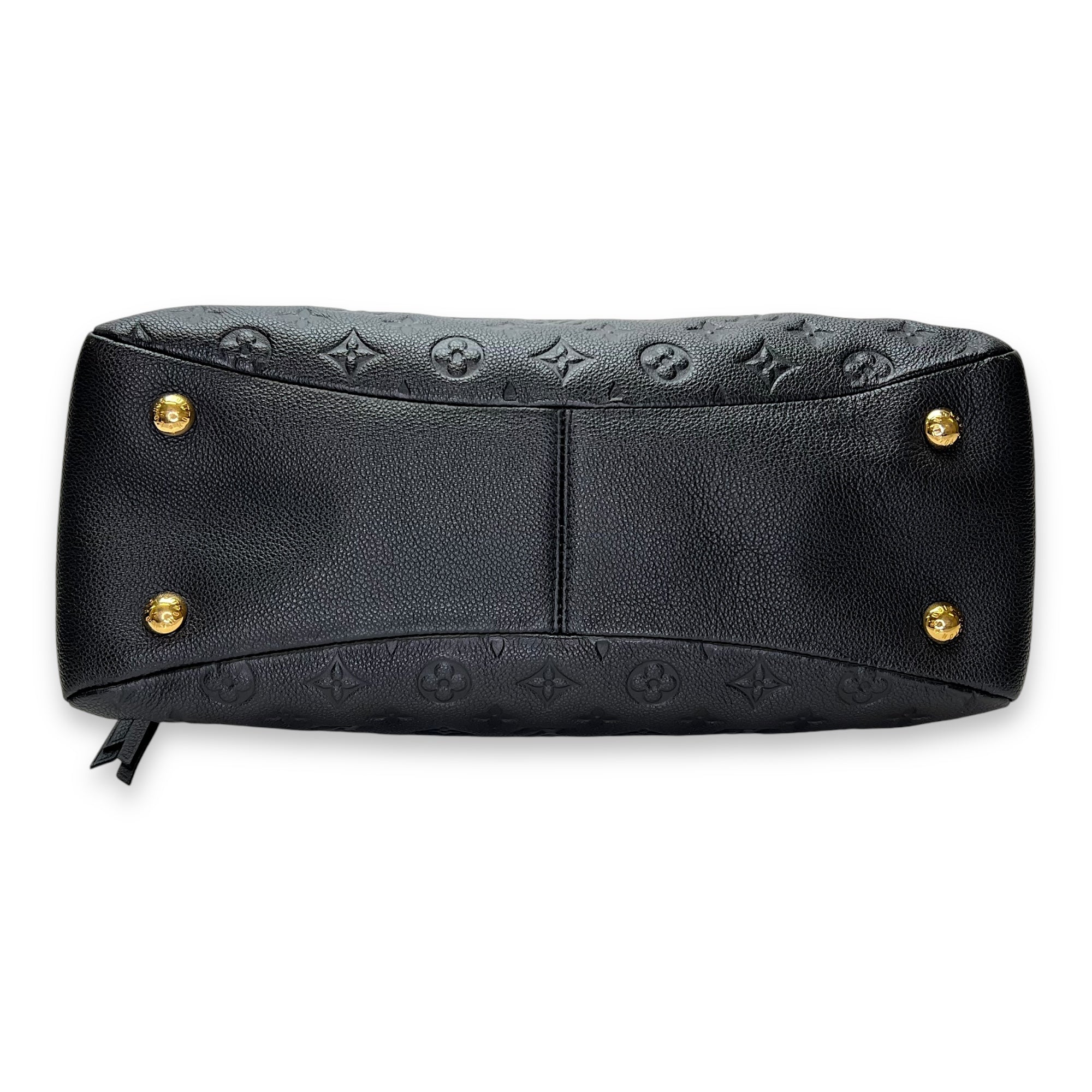 Ponthieu Black Top Handle Bag in Monogram Empreinte Leather, Gold hardware