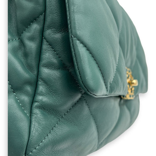 C19 Small Green Crossbody Bag in Goat Leather, Gold hardware