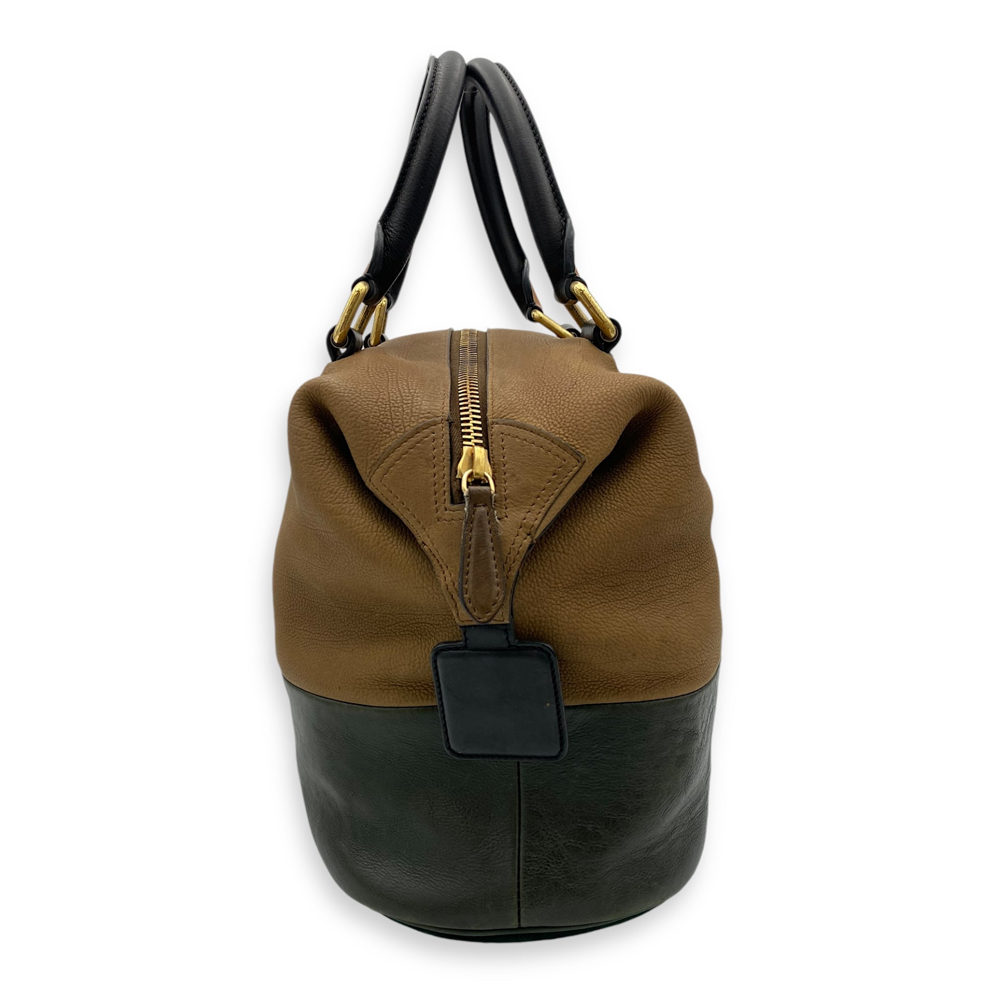 Racer Stripe Boston Top handle bag in Calfskin, Gold Hardware