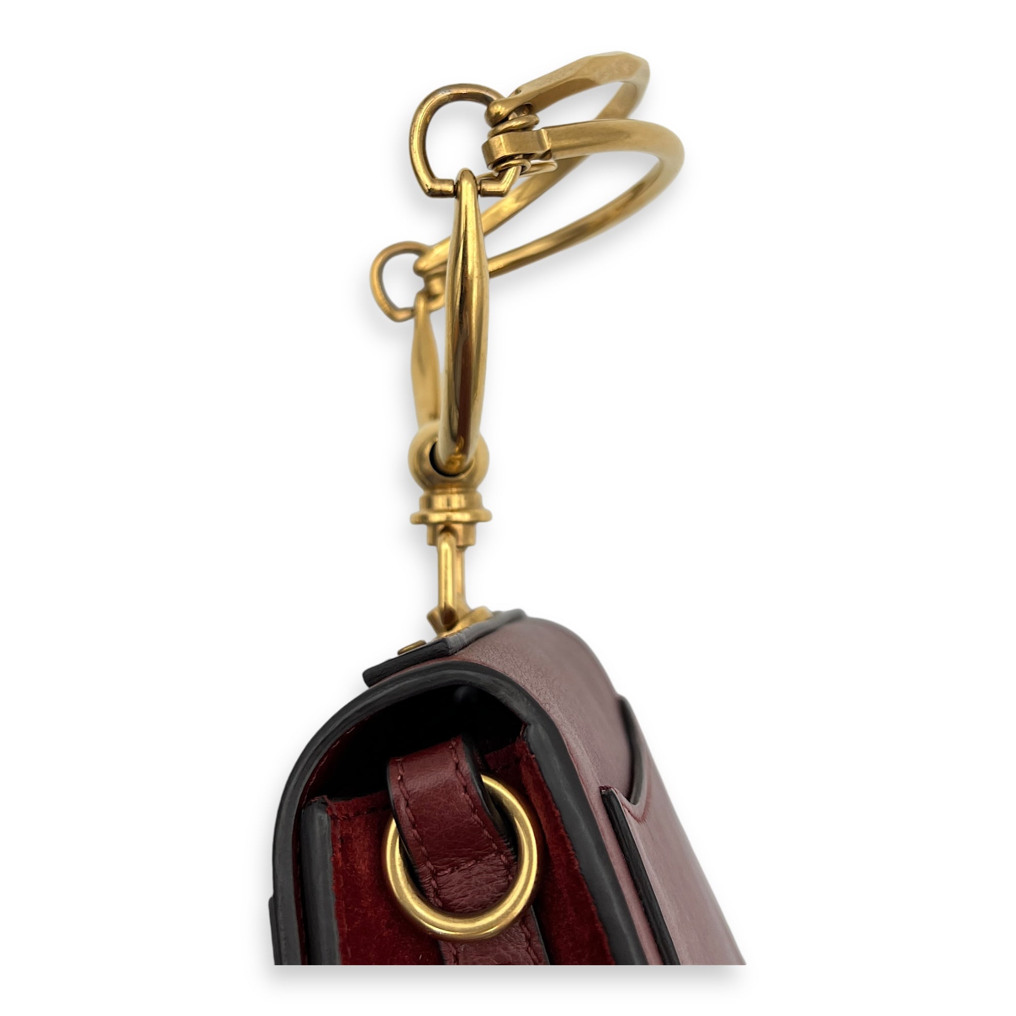 Nile Red Top Handle Bag in Calfskin, Gold hardware