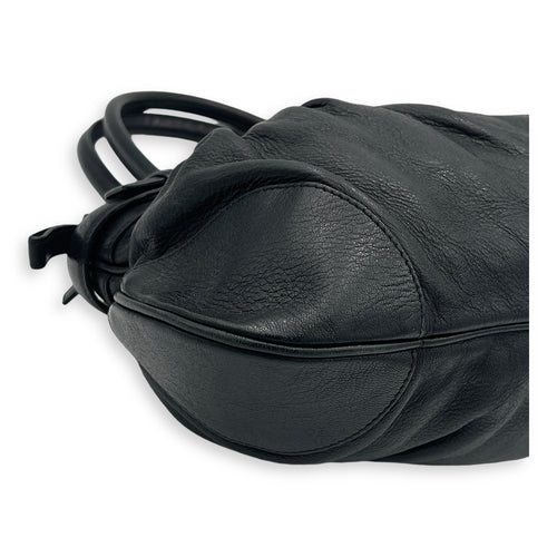 Gancini Top Handle Bag Black in Calfskin, Silver hardware