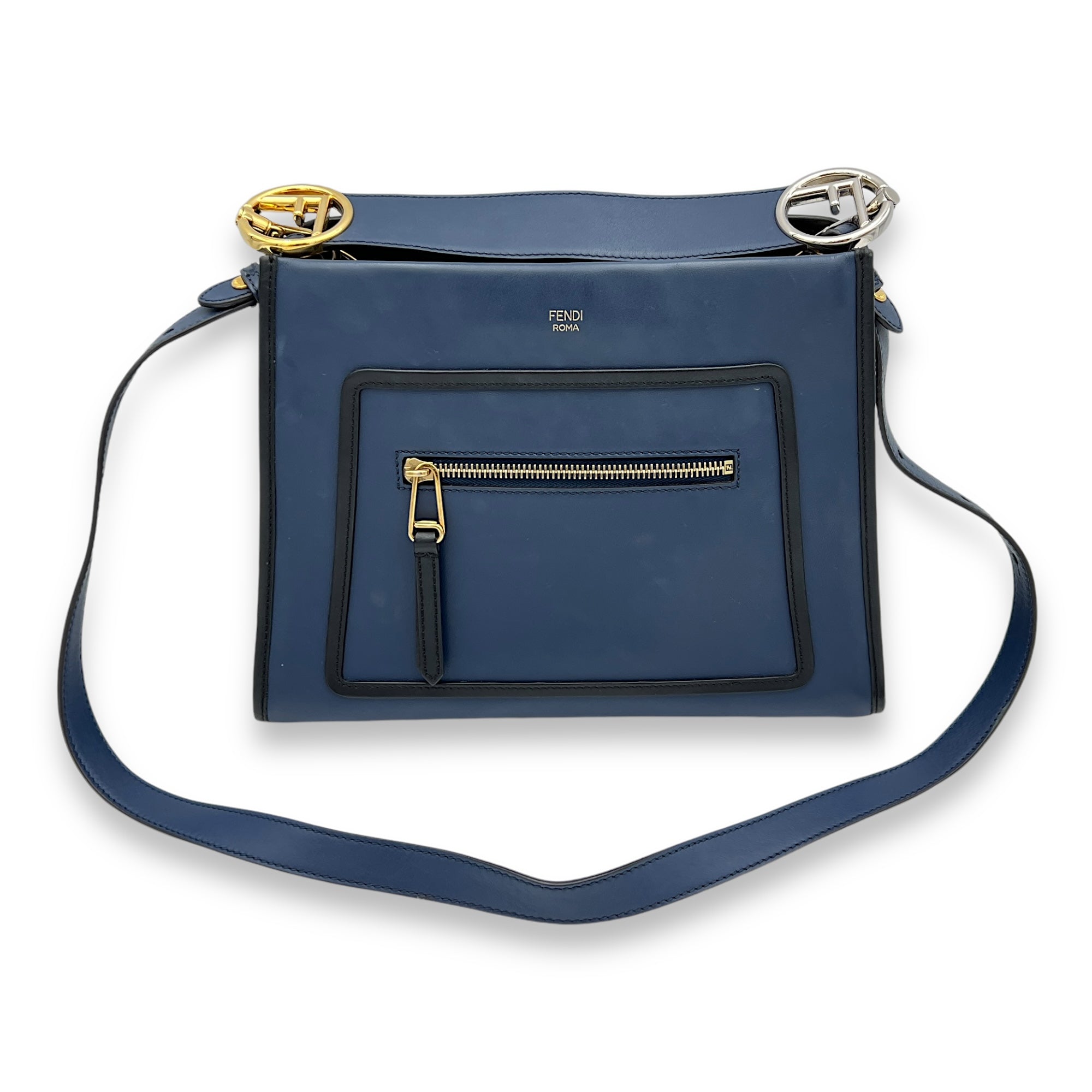 Runaway Top Handle Bag Blue in Calfskin, Gold hardware