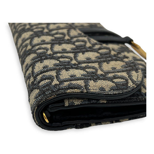 Oblique Wallet On Chain Blue in Jacquard, Gold hardware